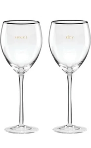 Kate Spade New York Cheers to Us Sweet & Dry Wine Glasses Set of 2 - Picture 1 of 5