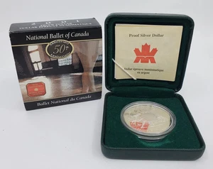 Moneda de $1 de plata pura 99,99 % de Canadá 2001 Ballet Nacional de Canadá certificado de autenticidad prueba RCM - Imagen 1 de 9