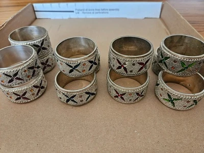 Anillos de servilleta con joyas placa de plata - 13 - faltan algunas piedras  Foto 1 de 4