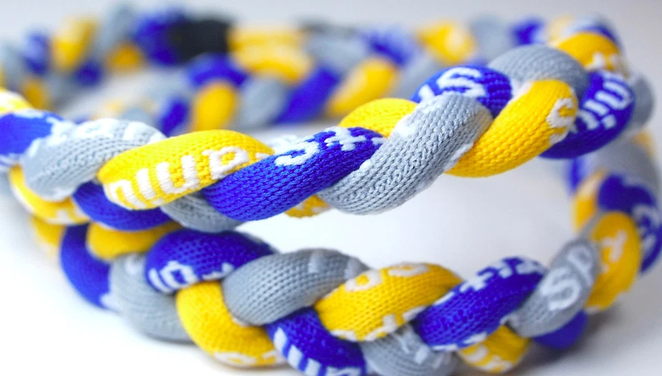 TITANIUM SPORTS 20" Titanium Sport Necklace Royal Blue Yellow Gray Grey Tornado Baseball Twist