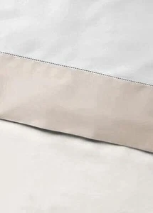 Ralph Lauren Home Organic Cotton Sateen Border Flat Sheet Coastal Sand tan TWIN - Picture 1 of 5