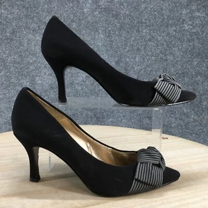 Caparros Heels Womens 8.5 B Casual Slip On Pointed Kitten Pumps Black Fabric - Picture 1 of 19