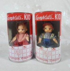 Campbell's Soup Kid Junior Series Doll Metal Bank Boy & Girl Set Of 2 - Picture 1 of 6