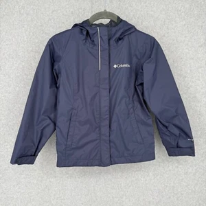 Columbia Girls Arcadia Rain Jacket Size XS Navy Blue Waterproof Reflective Nylon - Picture 1 of 10