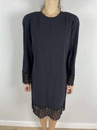 Abito da donna Dsquared2 tunica nero abito massiccio 46 M L lana viscosa