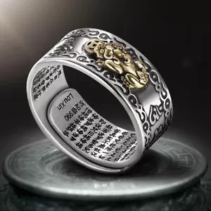 Feng Shui Pixiu Ring Attract Wealth Good Luck Adjustable Women Men Ring Jewelry - Picture 1 of 9