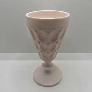 Bezaubernder 50er Jeanette rosa Milchglas Kelch DAUMENABDRUCK MUSTER 6 3/8" Unikat - Bild 1 von 6
