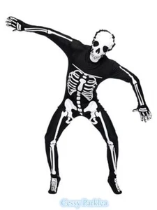 W-N3-5 Mens Teenage Skeleton Zentai 2nd SKin Suit Adult Funny Halloween Costume - Picture 1 of 7
