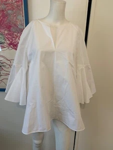 Neu ohne Etikett Jil Sander weiß knackig Baumwolle TOP Bluse L $ 795 makellos - Bild 1 von 3