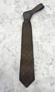 VALENTINO CRAVATTE GREEN GEOMETRIC Men's Tie BROWN GRAPHIC Classic 100% Silk - Picture 1 of 3