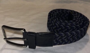 Tommy Bahama Woven Belt Blue Gray Silver Tone Buckle - Picture 1 of 8