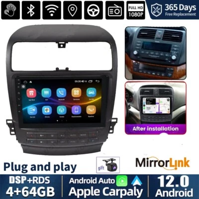 Radio de coche 10" 64 GB Android Carplay estéreo GPS navegación para Honda Acura TSX 2004-2008 Foto 1 de 4