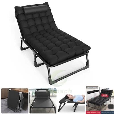 176cm Sonnenliege klappbar Gartenliege Strandliege 2 IN 1 Campingbett mit Kissen - Bild 1 von 4