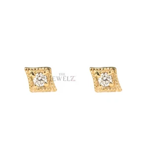 14K Gold 0.05 CT VS/F-G Diamond Rhombus Shape Studs Earrings - The Jewelz - Picture 1 of 3