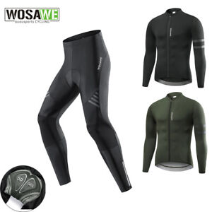WOSAWE Men's Cycling Jersey Set MTB  Reflective Suit Padded Long Pants