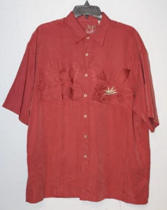 Bamboo Cay Men LARGE Floral Bird Paradise Woven Button Front Shirt Cotton Modal - Picture 1 of 4