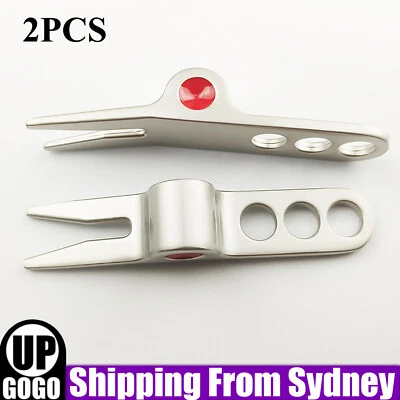 2PCS Golf Ball Marker mark Divot Pivot Repair Tools Repairer Silver New Tools AU - image 1 of 4