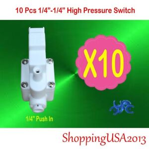 10 Pcs 1/4" High Pressure Switch For Pump RO Water Filters Reverse Osmosis Parts