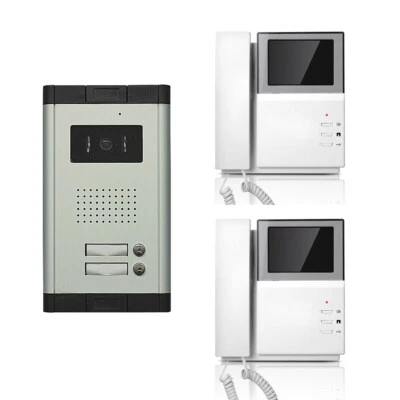 Apartment Wired Video Door Phone 4.3'' Audio Visual Intercom Entry System 2 Unit - Image 1 of 4