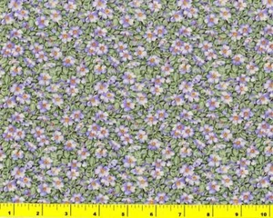 Kleine lila weiße Blumen und grüne Blätter Meterware CFLGRE02635 - Bild 1 von 1