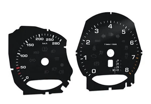 Tachoscheibe Gauge Tachometer für Porsche Macan, Cayman, Boxster MPH to km/h - Afbeelding 1 van 11