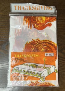 Thanksgiving Plastic Table Cover 54” X 90” New Sealed - Picture 1 of 4