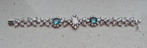 Art Deco 925er Silber Armband 2 x Blautopas 70 x weißer Topas 19 cm / 33,5 Gramm - Bild 1 von 7
