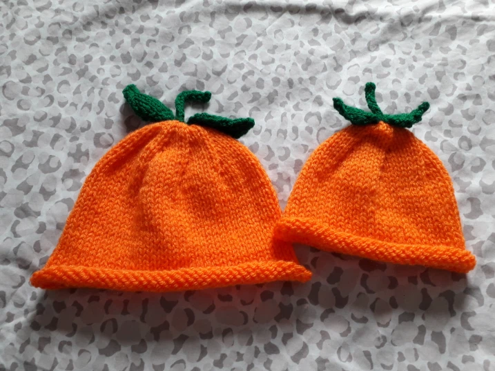 Hand knitted baby pumpkin hat