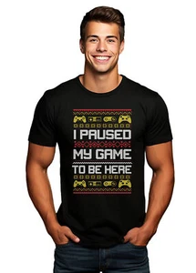 PrintBar I Paused My Game Weihnachten T-Shirt - lustig und festlich! Unisex Bedruckt - Bild 1 von 46