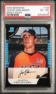 2005 Bowman Draft Picks 1st Year #129 Justin Verlander RC PSA 6 - Picture 1 of 2