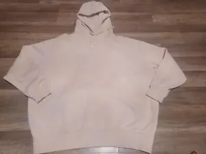 Vintage Y2K Nike Cream Embroidered Center Check Swoosh Hoodie Sweatshirt Large - Picture 1 of 8
