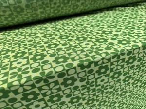 Power Mesh Netz Stretch Stoff, Meterware - Geometrisches Gänseblümchenmuster - Grün & Zitrone - Bild 1 von 3