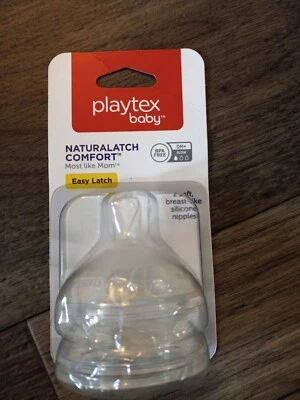 Nuevo paquete de 2 pezones de silicona lentos Playtex Baby Naturatch Comfort Easy Latch OM+ Foto 1 de 4