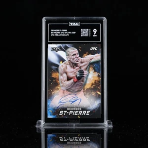 George St Pierre Auto 2019 Topps UFC Knockout FIRE TAG 9 GSP MINT /25 Autograph - Picture 1 of 6