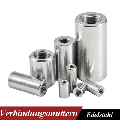 Distanzmuttern Edelstahl Verbindungsmuttern Muffe Gewindehülsen Langmutter A2 - Bild 1 von 4