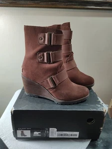 Sorel After Hours Waterproof Suede Wedge Ankle Boots Size 7.5 - Picture 1 of 13