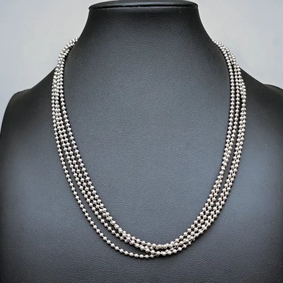 Collar en capas con cadena de bolas de cuentas italiana de 4 hebras de plata de ley 925 Milor Foto 1 de 4