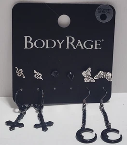 Spencers Body Rage Earrings Pack Moon Cross Butterfly Snake New READ - Picture 1 of 5