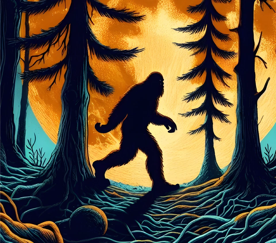 ALMOHADILLA DE RATÓN PARA COMPUTADORA BIGFOOT SASQUATCH LUNA PINOS ACUARELA 9,25 X 7,75 PULGADAS Foto 1 de 1