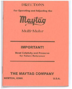MAYTAG OPERATING BOOKLET 
