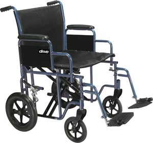 Drive Medical BTR22-B Bariatric Heavy Duty Transport Wheelchair, Blue - Picture 1 of 3