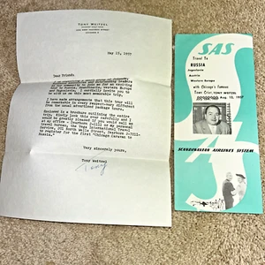 1957 Chicago Daily News TONY WEITZEL Letter & SAS Travel To Russia Brochure - Picture 1 of 10