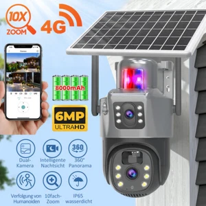 Wireless 4G 4K 6MP Dual Lens Solar Security Camera 10X Zoom PTZ CCTV Outdoor - Picture 1 of 12