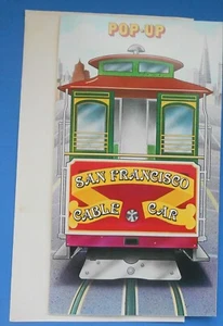 Große Vintage San Francisco Cable Car Pop Up Karte Neu mit Umschlag 7"x12,5" 1981 - Bild 1 von 4