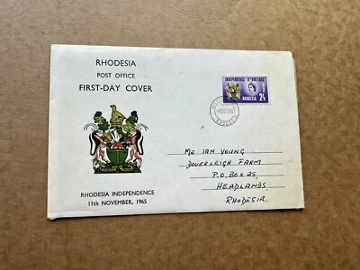 Rhodesia 1965 FDC (71)  +Rhodesia Independence #207 +Coat-of-Arms Cachet+12/8/65 - Image 1 of 3