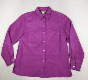 ALFRED DUNNER Women's Top Size 8P Purple Soft Microfiber Long Sleeve Button-Up - Picture 1 of 6