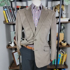 Andrew Fezza Mens Corduroy Sport Coat Blazer Two Button Brown Polyester Size 42R - Picture 1 of 18