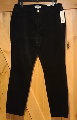 ¡NUEVO! Pantalones de mezclilla para mujer Ellen Tracy talla 10 ajustados negros de terciopelo tiro alto Foto 1 de 4