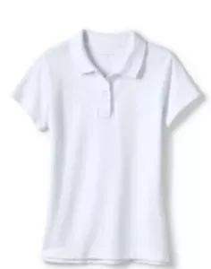 Lands' End Damen kurz SLV FFF Interlock Poloshirt weiß M#10 - Bild 1 von 3