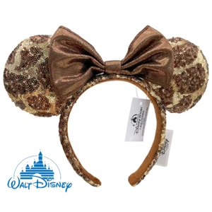 Cerchietto Disney* Parchi Stampa Giraffa Marrone Paillettes Fiocco Minnie Orecchie Regno Animale - Foto 1 di 6
